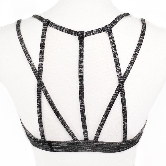 Victoria's Secret VSX Sport Gray White Black Burnout Strappy Mesh Workout Bra S - Picture 3 of 5